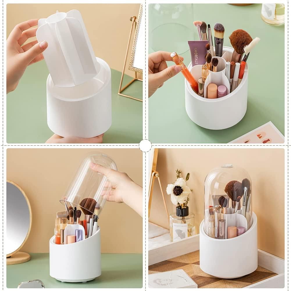 GlamGuard™ Makeup Brush Holder with Lid – Dustproof & Elegant Cosmetic Organizer