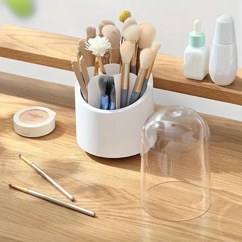 GlamGuard™ Makeup Brush Holder with Lid – Dustproof & Elegant Cosmetic Organizer