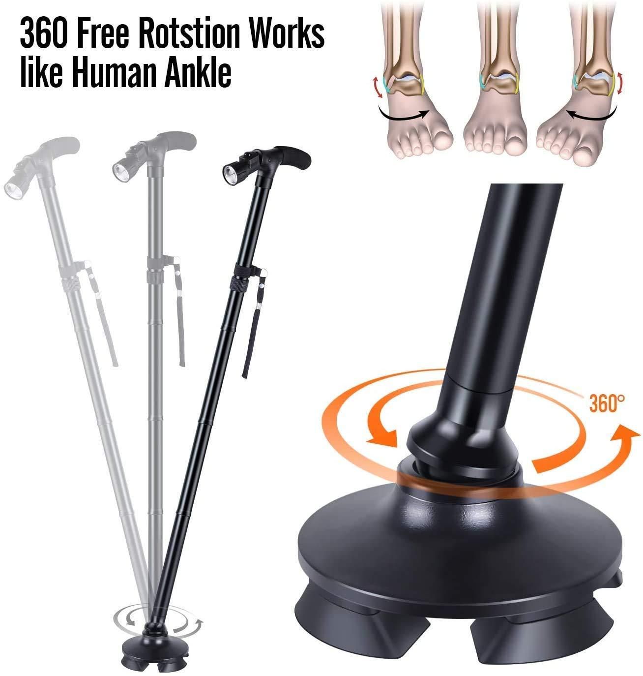 StepSure™ Collapsible Walking Stick with LED Light – Stability & Safety Anywhere
