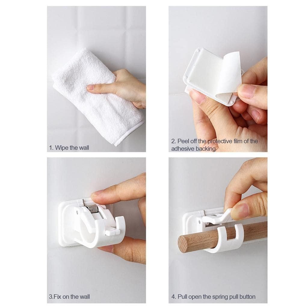 QuickGrip™ Self-Adhesive Instant Wall Mount Sticking Clip Hooks – Heavy-Duty & Damage-Free (Pack of 4)