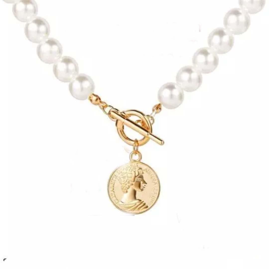 LuxePearl™ Elegant Pearl Coin Chain Necklace – Timeless Beauty & Sophistication