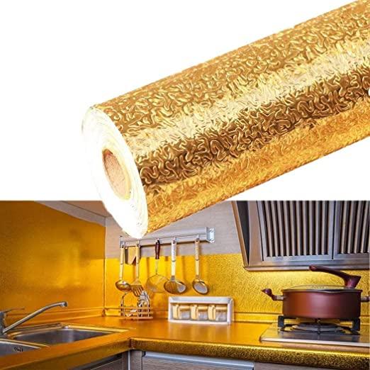 ShieldWrap™ Aluminum Foil Kitchen Backsplash – Peel & Stick Waterproof Shelf Liner
