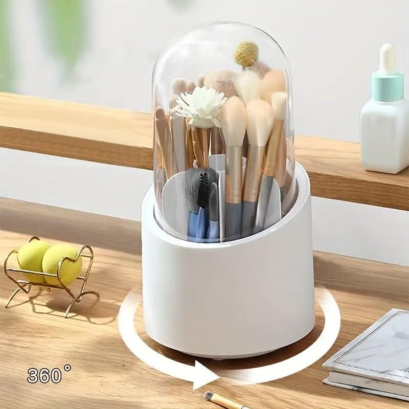 GlamGuard™ Makeup Brush Holder with Lid – Dustproof & Elegant Cosmetic Organizer