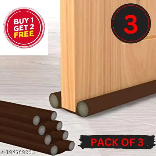 Door Protector- Door Draft Fabric Cover Guard Door Gap Sealer Protector Door Mounted Door Stopper Door Mounted Door Stopper Sound-Proof Reduce Noise Waterproof - Brown (Pack of 3)