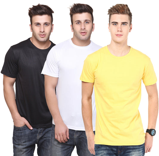 Ketex Round Neck Men's Polyester Blend Dri Fit T-Shirts (Pack of 3)