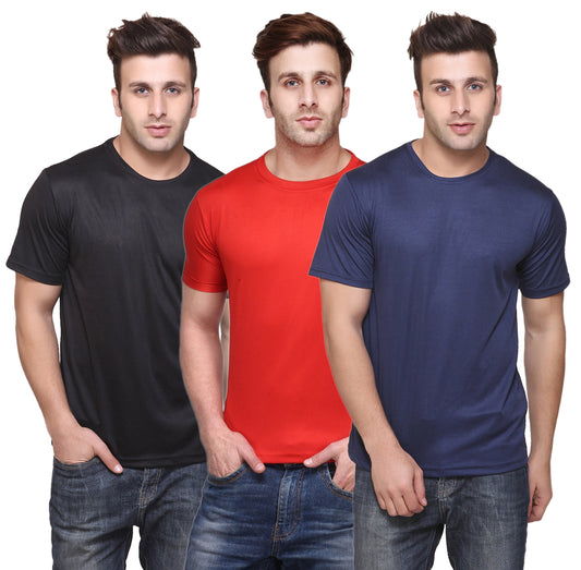 Ketex Round Neck Men's Polyester Blend Dri Fit T-Shirts (Pack of 3)