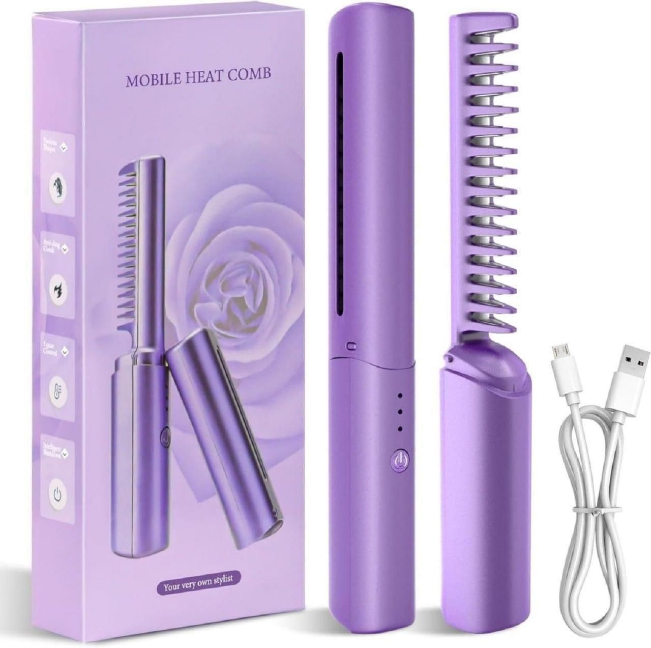 Meneflix Cordless Rechargeable Mini Hair Straightener & Hot Comb