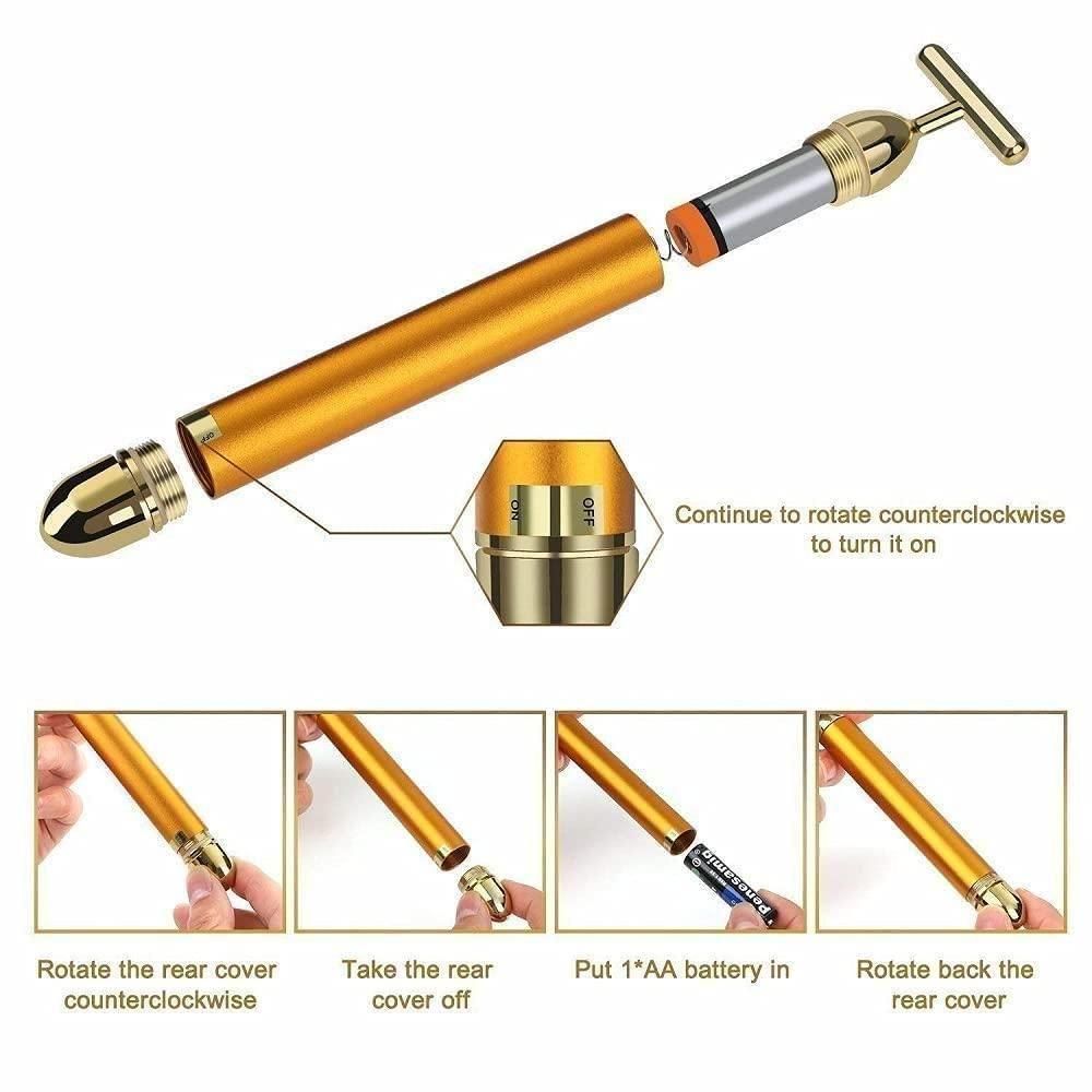 GlowLift™ 24K Gold Energy Facial Roller – Instant Skin Tightening & Anti-Aging Vibration Tool