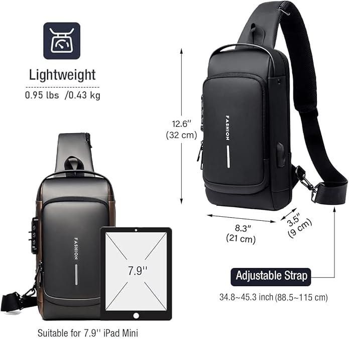 TravelGuard™ Anti-Theft Sling Bag – Waterproof, USB Charging & Secure for Daily Use