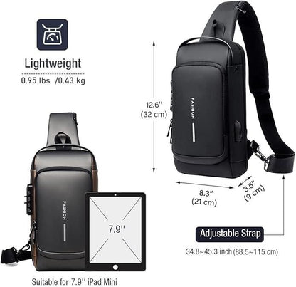 TravelGuard™ Anti-Theft Sling Bag – Waterproof, USB Charging & Secure for Daily Use