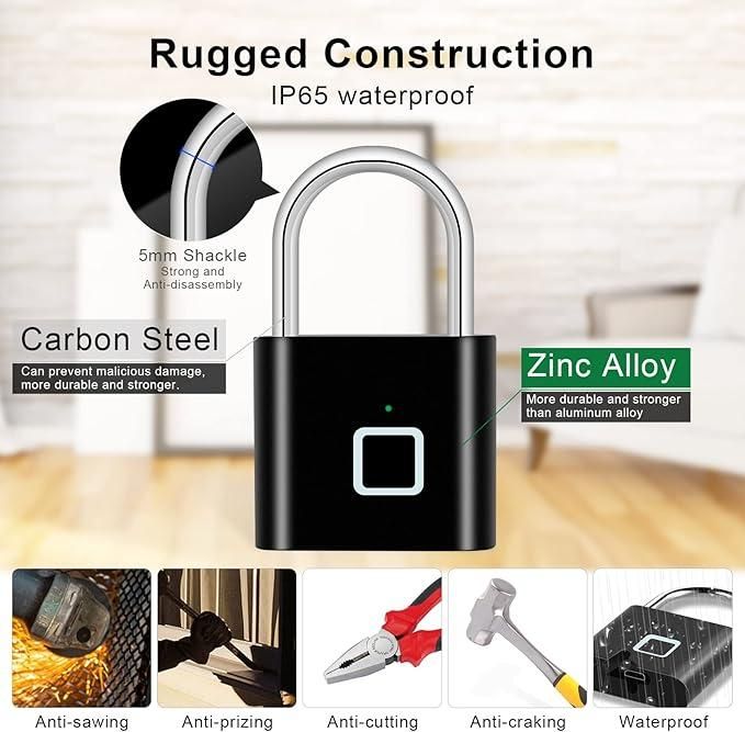 SecurePro™ Fingerprint Padlock – Rechargeable, Keyless Smart Lock for Maximum Security