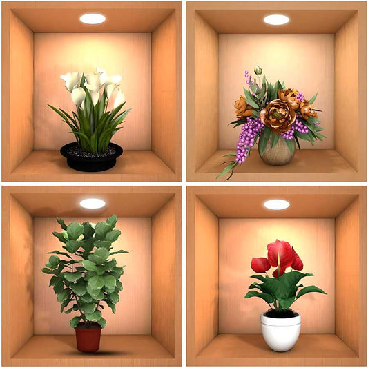 Green Bliss™ 3D Potted Plant Wall Stickers – Realistic Botanical Decor (Set of 4)
