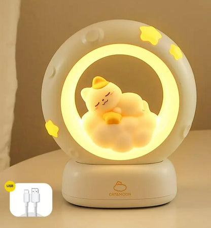 CozyPaws™ Sleeping Cat LED Night Light Lamp with Touch Control – Adorable & Soothing