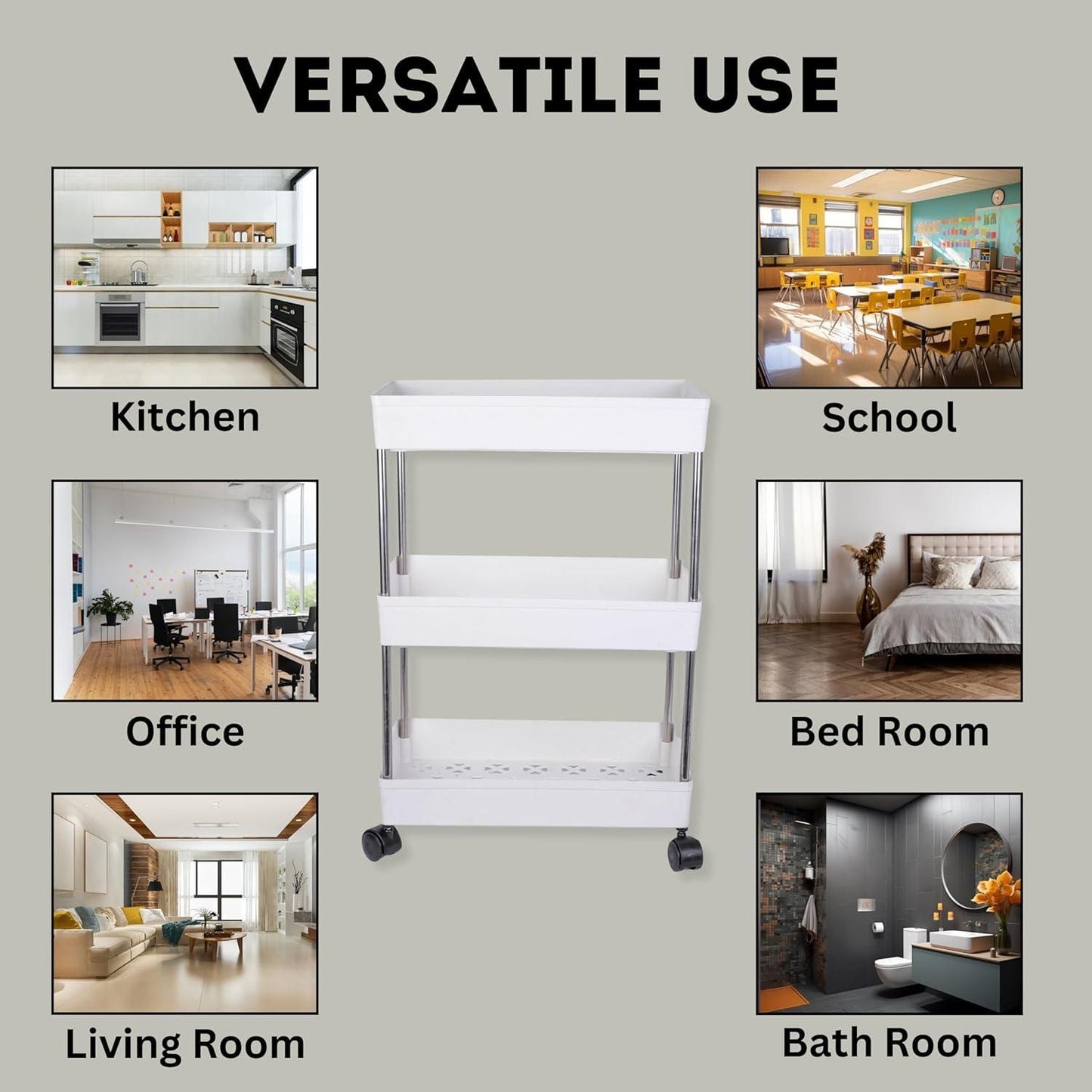 SpaceSaver™ Slim Storage Rack – Multipurpose, Movable & Space-Efficient Organizer