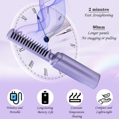 Meneflix Cordless Rechargeable Mini Hair Straightener & Hot Comb