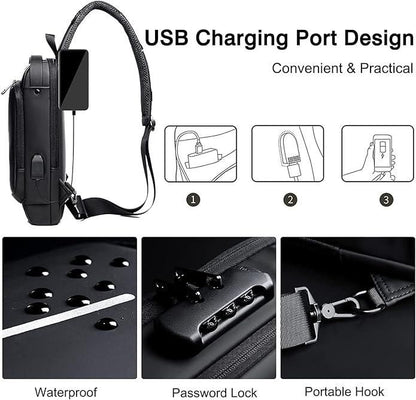 TravelGuard™ Anti-Theft Sling Bag – Waterproof, USB Charging & Secure for Daily Use