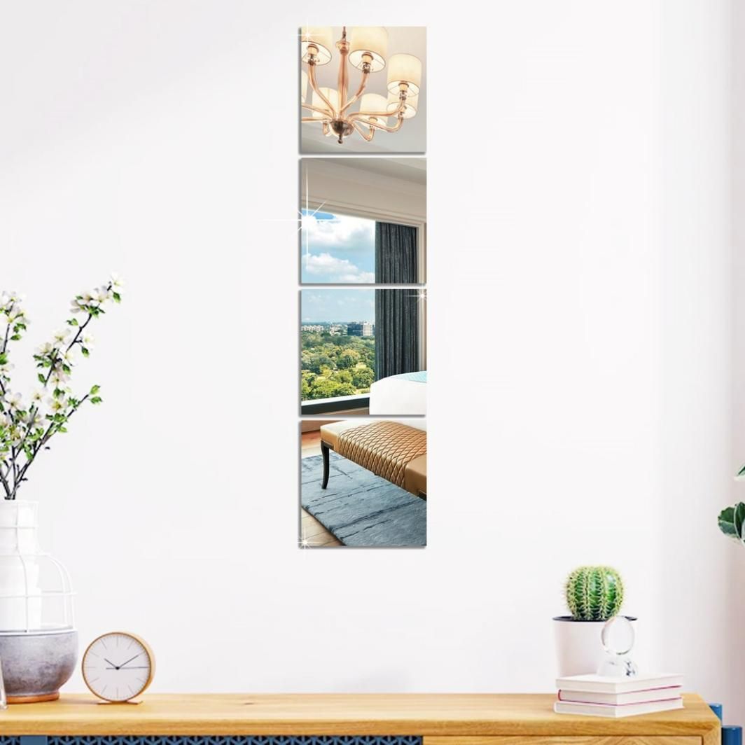 ReflectoLux™ 3D Acrylic Mirror Wall Stickers – Modern Home Décor (Set of 4)