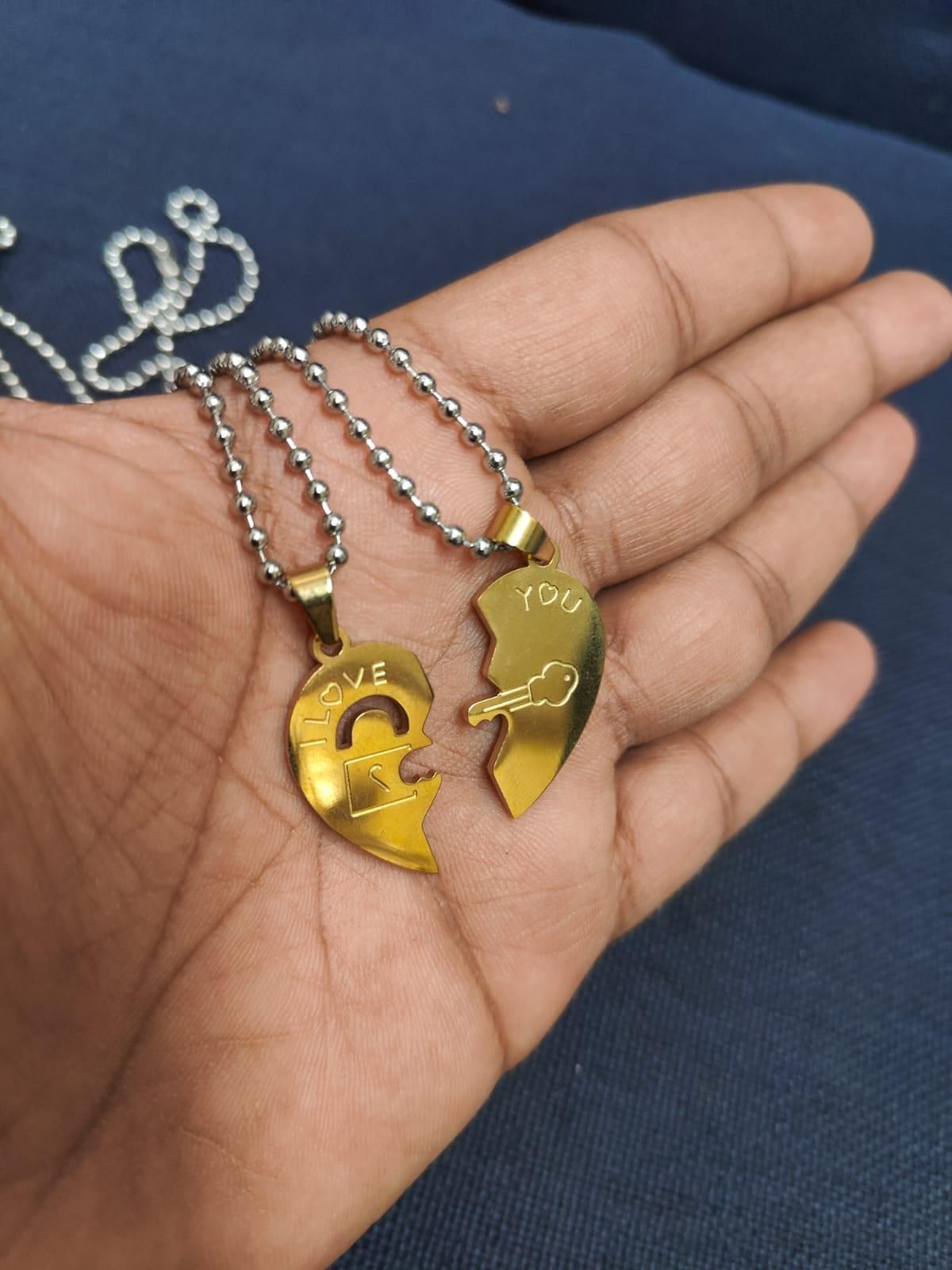 Nest Love Heart-Shaped Gold-Plated Pendant Necklace for Couples