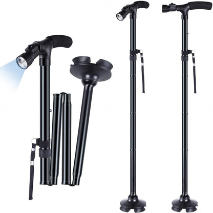 StepSure™ Collapsible Walking Stick with LED Light – Stability & Safety Anywhere