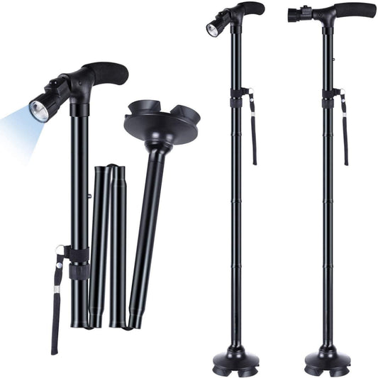 StepSure™ Collapsible Walking Stick with LED Light – Stability & Safety Anywhere