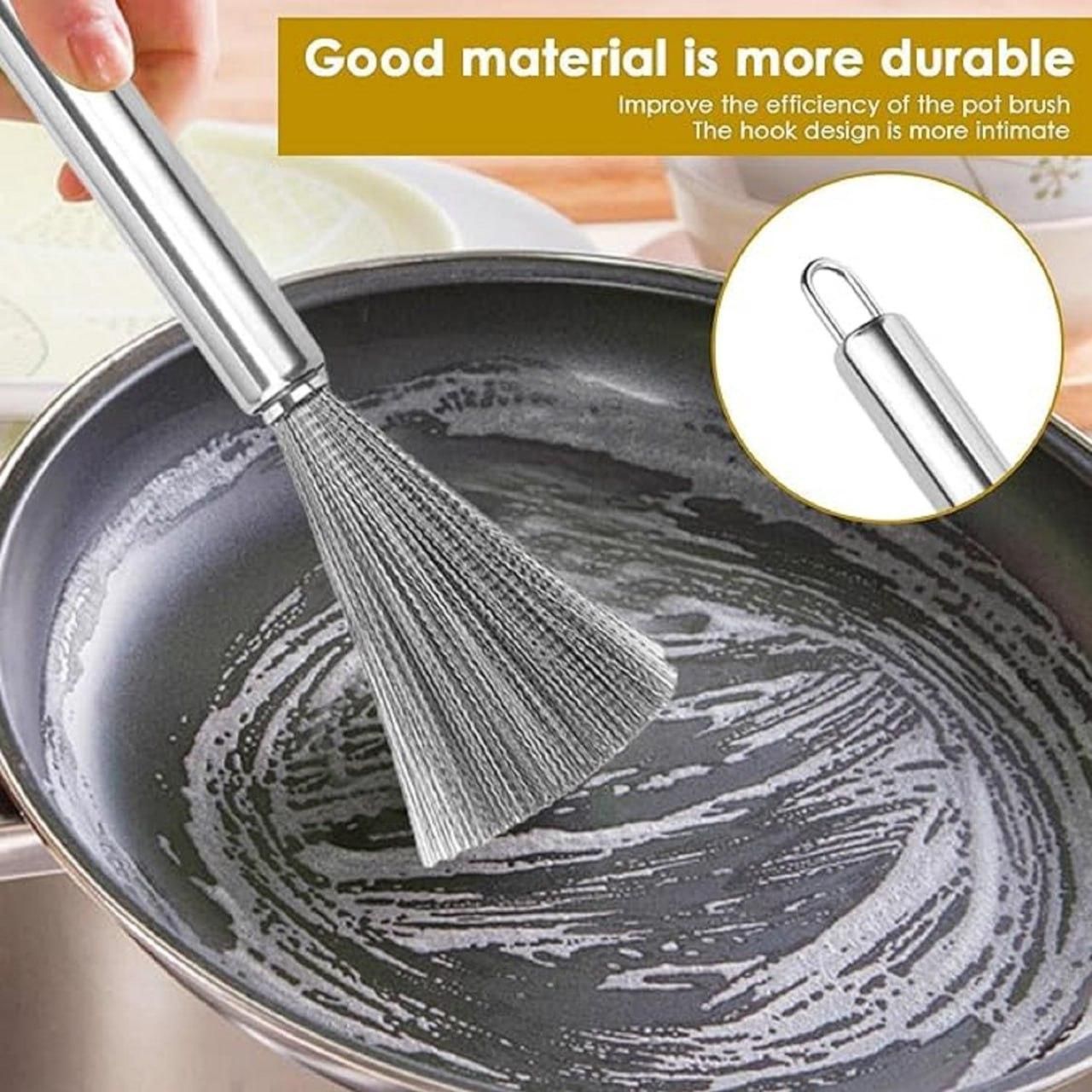 ScrubMaster™ Stainless Steel Pan Cleaning Brush – Heavy-Duty Kitchen Scrubber (Pack of 2)
