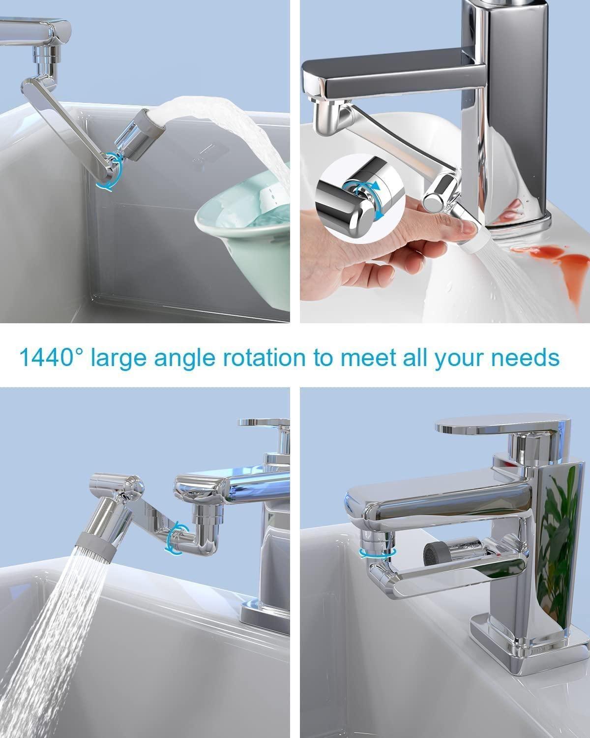 AquaFlex™ 1440° Rotating Faucet Extender – Splash-Free & Dual-Mode Water Flow
