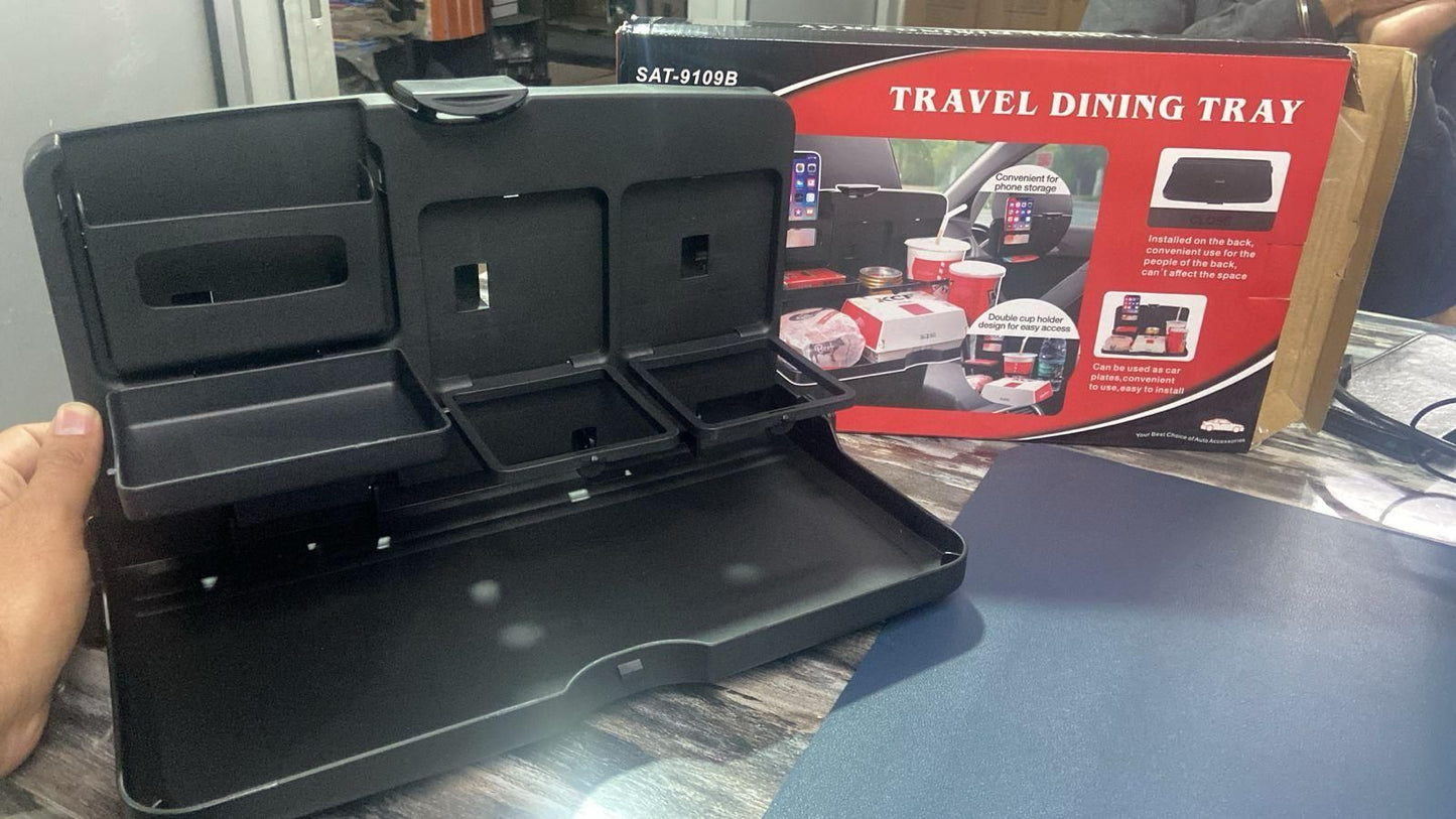 AutoTray™ Car Travel Foldable Dining & Food Tray – Compact & Adjustable Car Table