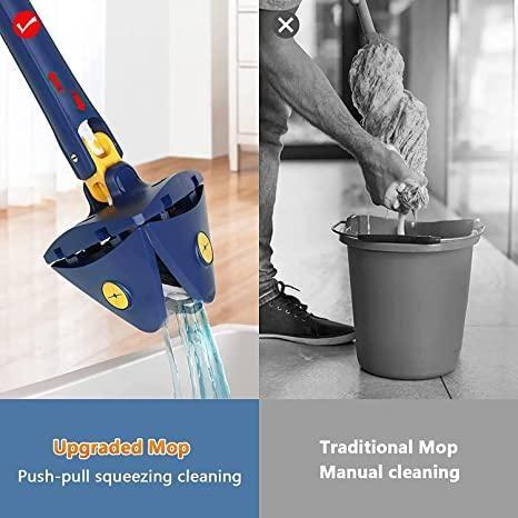 TriSqueeze™ 360° Triangle Cleaning Mop – Hands-Free Squeeze & Rotating Head