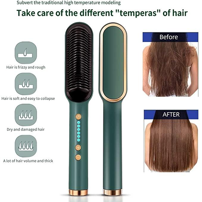 SilkyStraight™ Professional Electric Hair Straightener Brush – Instant, Frizz-Free Hair