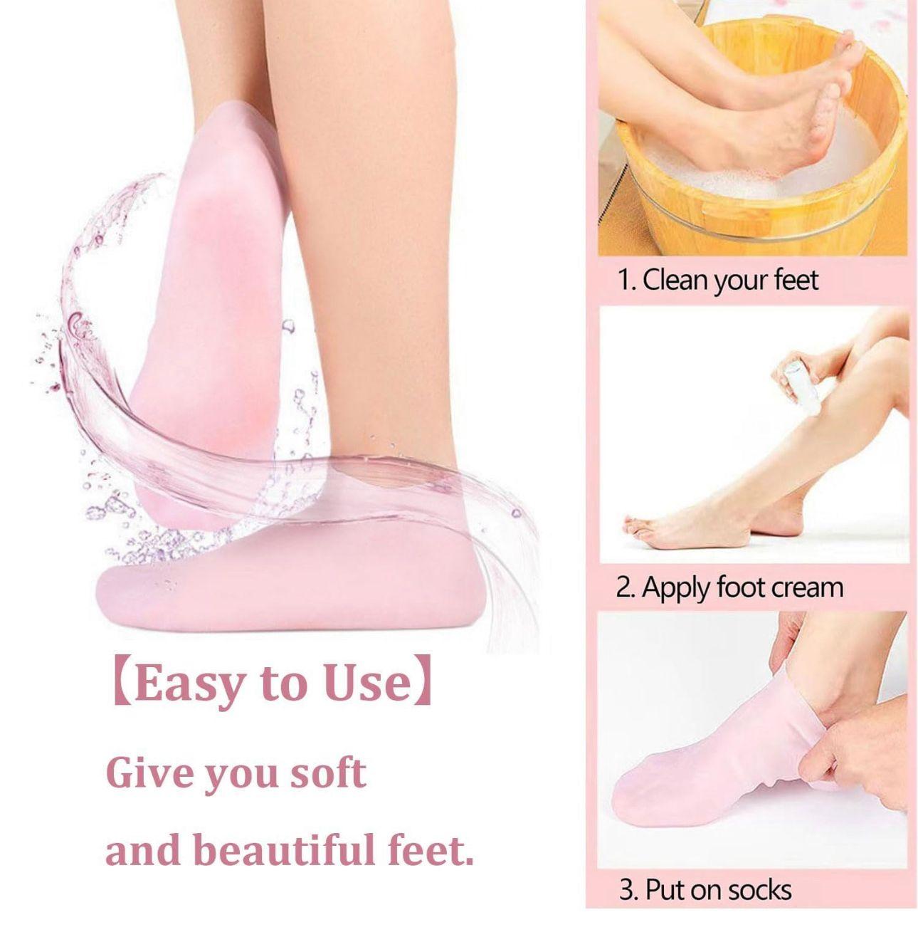 SoftSoothe™ Silicone Gel Heel Socks – Anti-Slip, Heals Cracks & Restores Feet Overnight