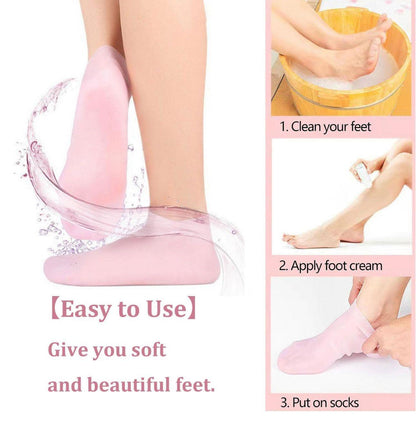 SoftSoothe™ Silicone Gel Heel Socks – Anti-Slip, Heals Cracks & Restores Feet Overnight
