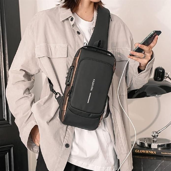 TravelGuard™ Anti-Theft Sling Bag – Waterproof, USB Charging & Secure for Daily Use