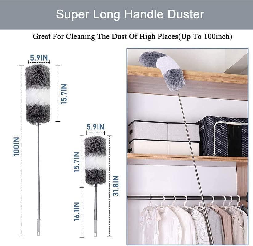 FlexiClean™ Expandable Pole Handle Washable Duster – Extendable Microfiber Cleaning Brush
