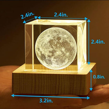 LumiGlobe™ 3D Crystal Moon Cube with LED Night Lamp – Mystical Glow