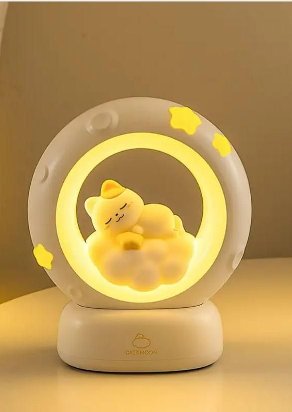 CozyPaws™ Sleeping Cat LED Night Light Lamp with Touch Control – Adorable & Soothing