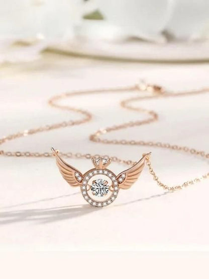 AngelGlow™ Rose Gold Angel Wings Pendant Chain – Elegant, Timeless & Radiant