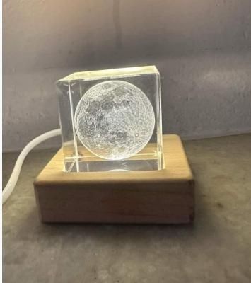 LumiGlobe™ 3D Crystal Moon Cube with LED Night Lamp – Mystical Glow