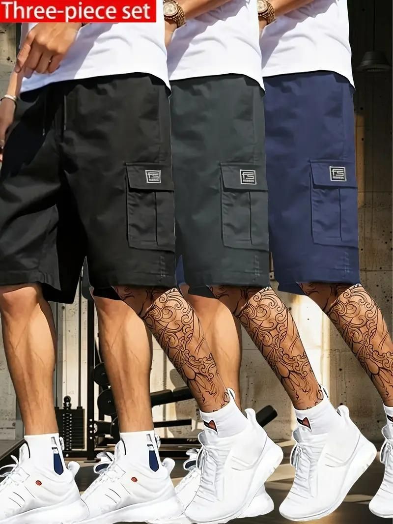 StyleFlex™ Men’s Cotton Casual Cargo Shorts (Pack of 3) – All-Day Comfort with Streetwear Style