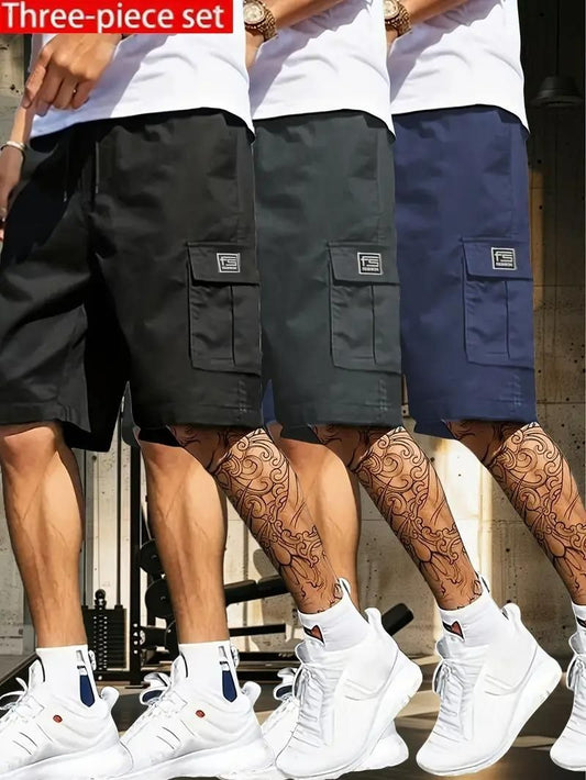 StyleFlex™ Men’s Cotton Casual Cargo Shorts (Pack of 3) – All-Day Comfort with Streetwear Style