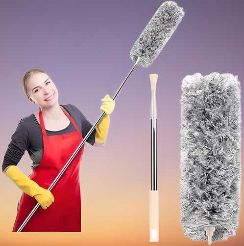 FlexiClean™ Expandable Pole Handle Washable Duster – Extendable Microfiber Cleaning Brush