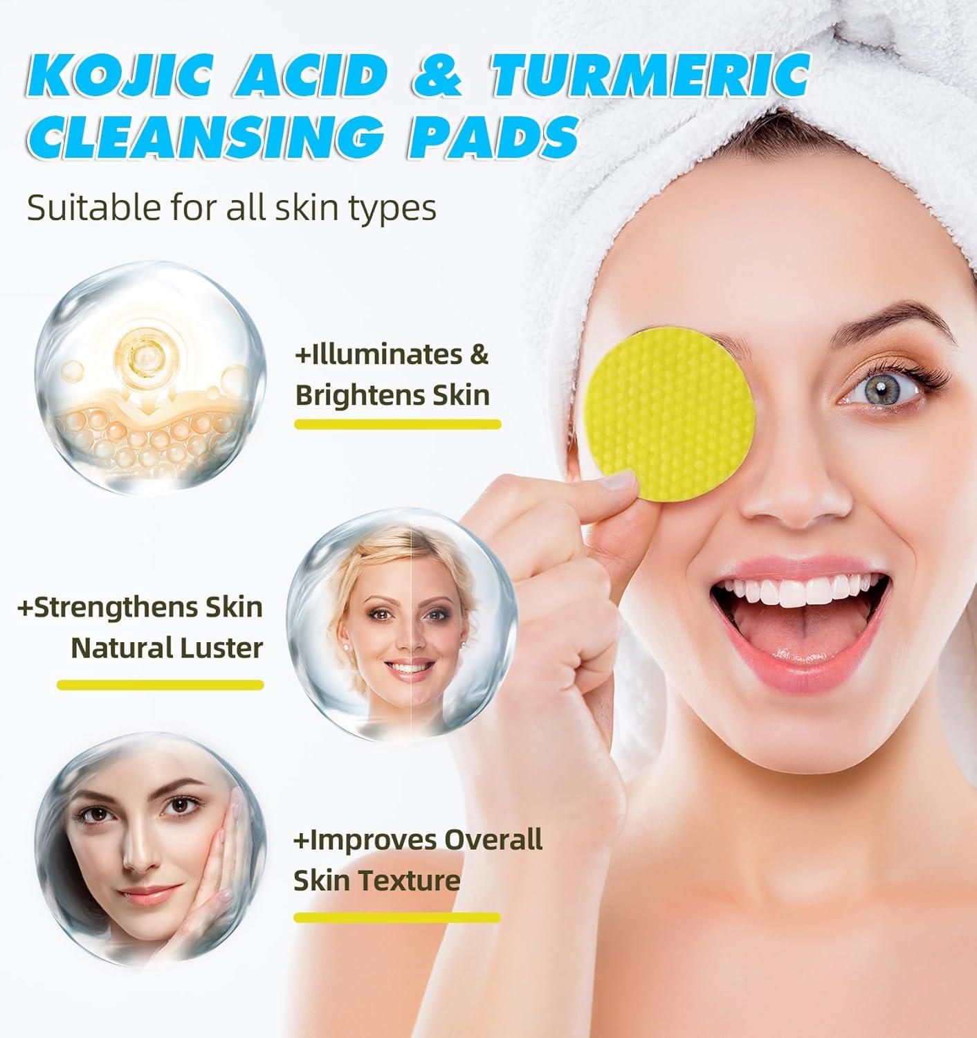GlowBright™ Turmeric Kojic Acid Cleansing Pads – Instant Brightening & Deep Cleansing