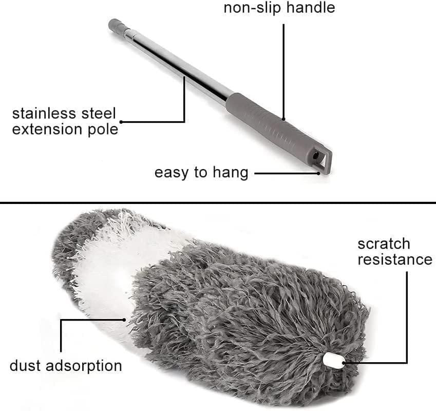 FlexiClean™ Expandable Pole Handle Washable Duster – Extendable Microfiber Cleaning Brush