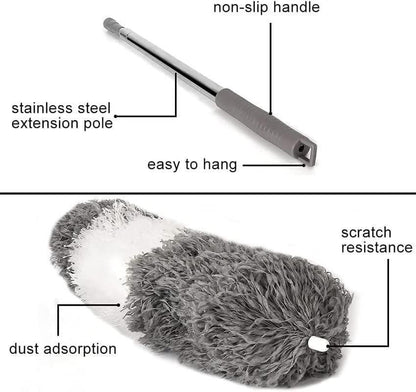 FlexiClean™ Expandable Pole Handle Washable Duster – Extendable Microfiber Cleaning Brush