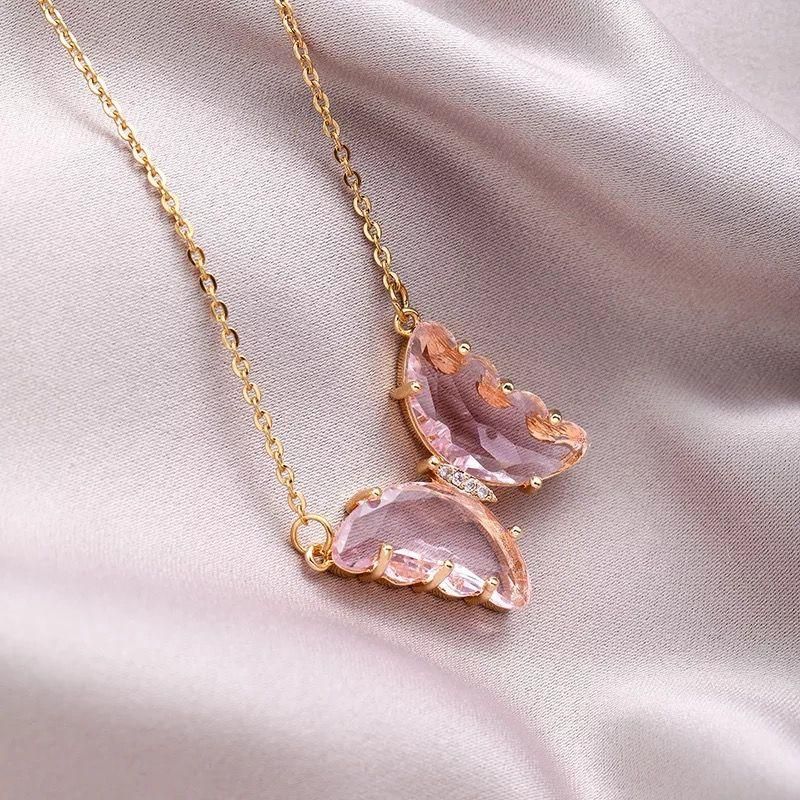 ButterGlow™ Stylish Pink Butterfly Necklace – Elegant & Trendy Jewelry for Women & Girls