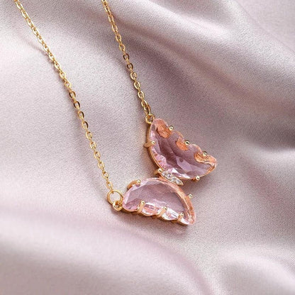ButterGlow™ Stylish Pink Butterfly Necklace – Elegant & Trendy Jewelry for Women & Girls