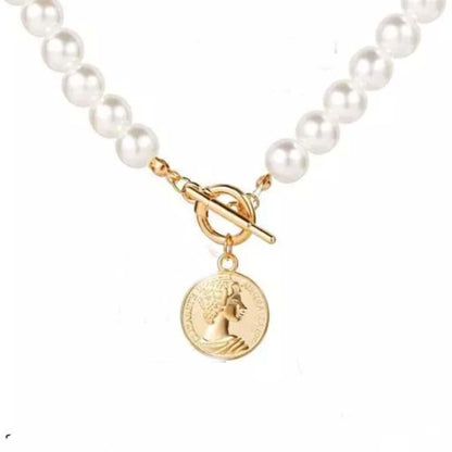 LuxePearl™ Elegant Pearl Coin Chain Necklace – Timeless Beauty & Sophistication