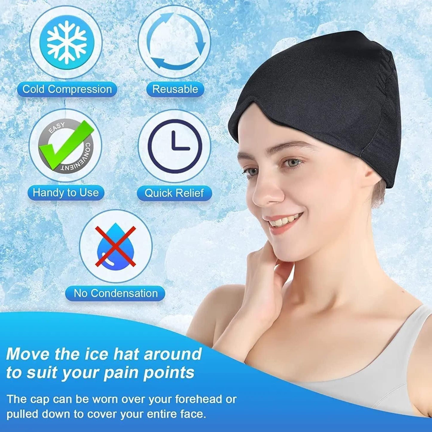 MigraEase™ Cooling & Heating Headache Relief Cap – Instant Migraine Soothing Therapy