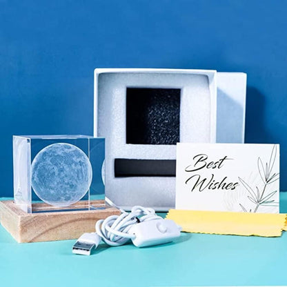 LumiGlobe™ 3D Crystal Moon Cube with LED Night Lamp – Mystical Glow