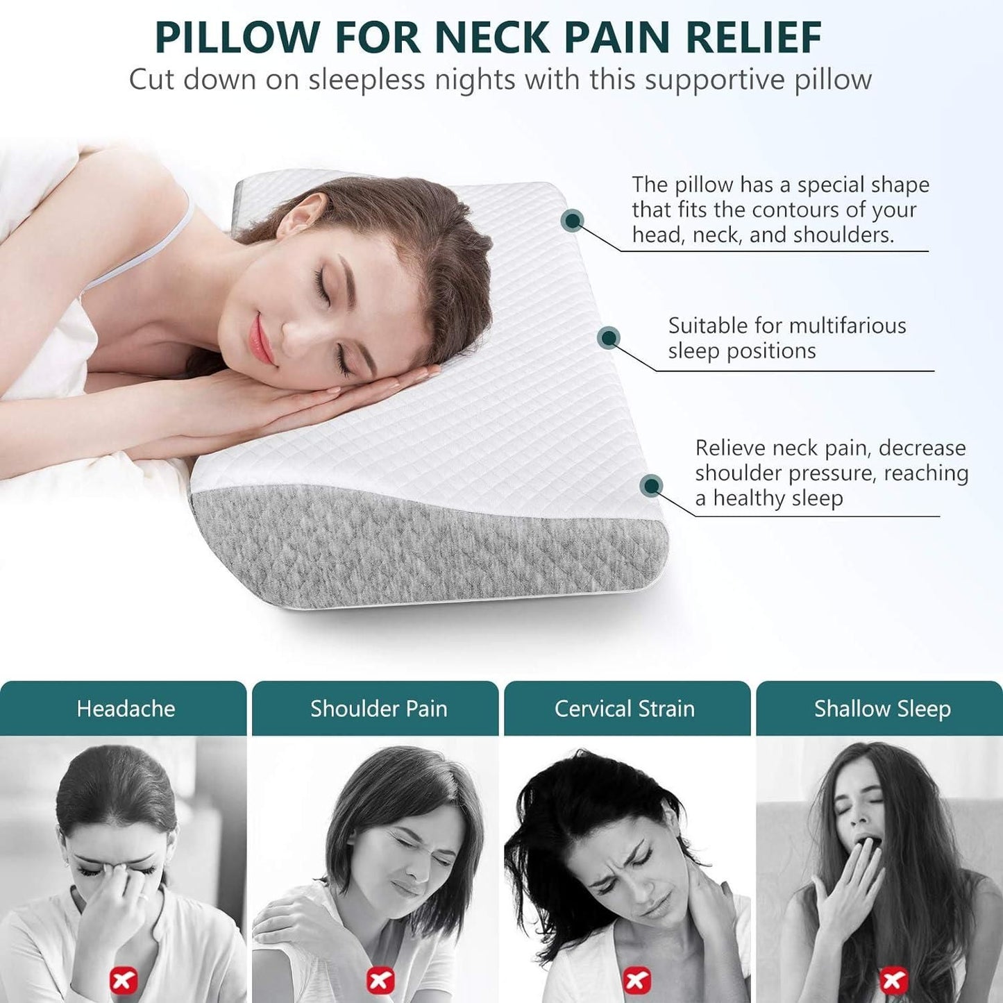 OrthoCloud™ Memory Foam Pillow – Ultimate Neck & Shoulder Pain Relief for Deeper Sleep