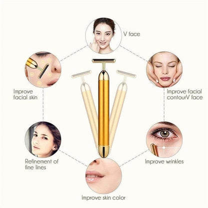 GlowLift™ 24K Gold Energy Facial Roller – Instant Skin Tightening & Anti-Aging Vibration Tool
